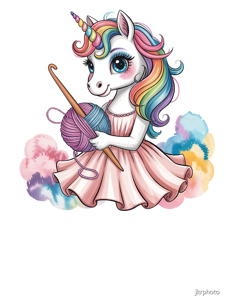 Unicorn Crocheting  with Rainbow Yarn by jkrphoto