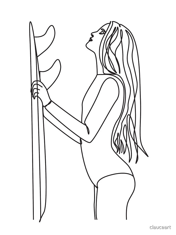 Surfboard One Line Drawing, Surf Illustration, Surf One Line Art by clauceart