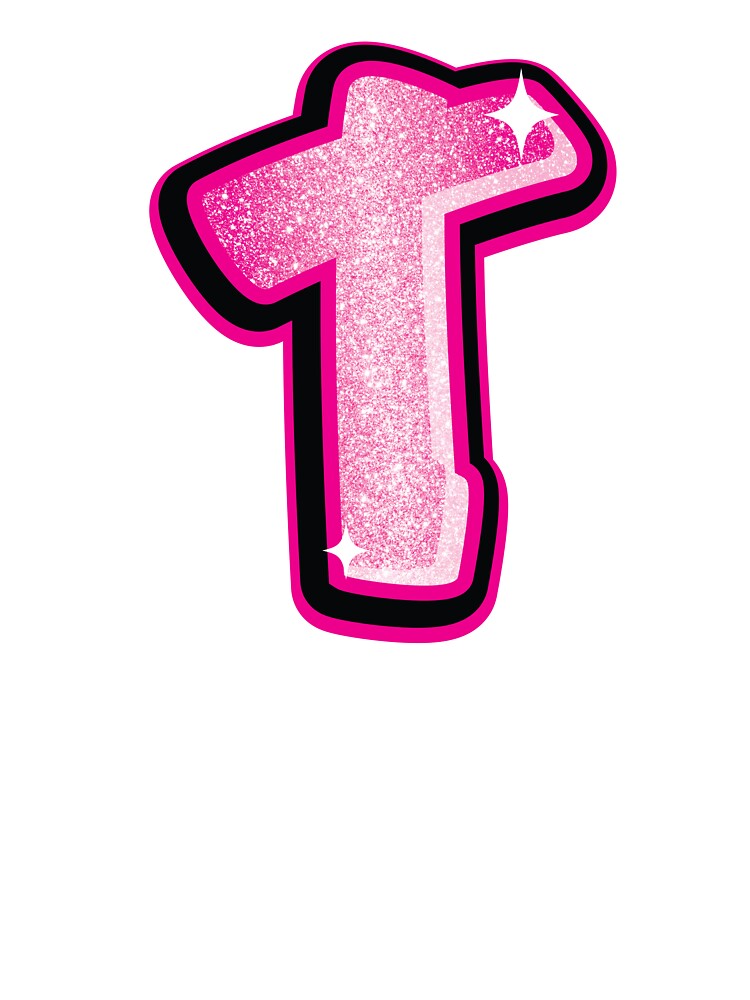 Glitter Pink T Initial Sticker by LazyCreativeCo