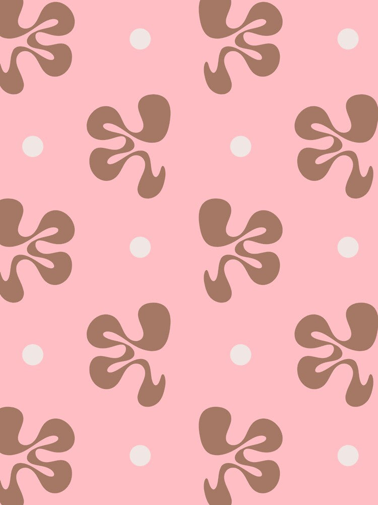Cheerful Whimsy Pink and Mocha Abstract Shapes Pattern by kierkegaard