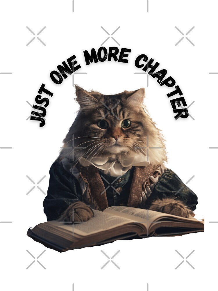 Just one more chapter cat reading book white cat by Socool101