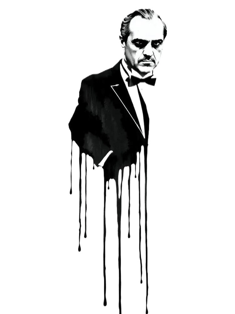 The Godfather Vito Corleone Black Ink Drip Art – Mafia Boss Pop Culture Design by kanjxtan