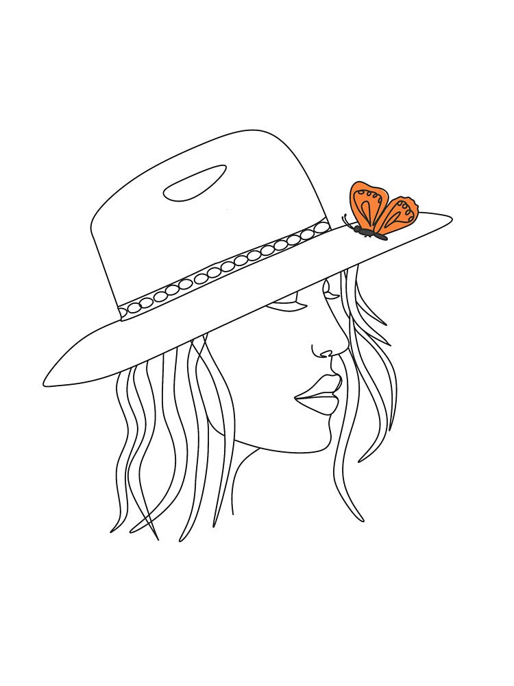 Woman with butterfly.Woman face with flowers. Abstract face with flowers. Scandinavian print, Scandinavian, Nordic, Trendy print, Styled, Scandinavian art, Modern art, Print,Minimalistic, Modern Poste by Nina Velychko