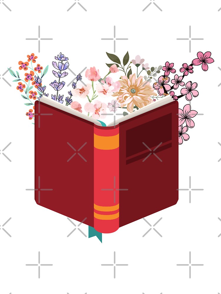 Flowers Growing From Book Book Lover Aesthetic Design by UNIX-G