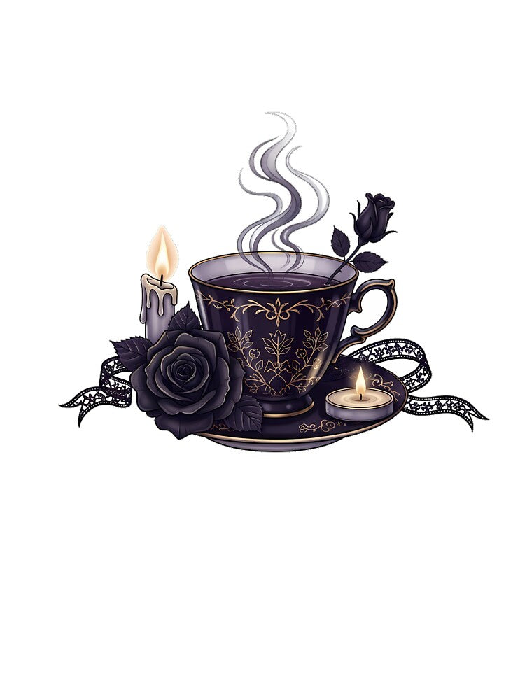 Gothic Teacup Candle Rose Gift by IllumeInk