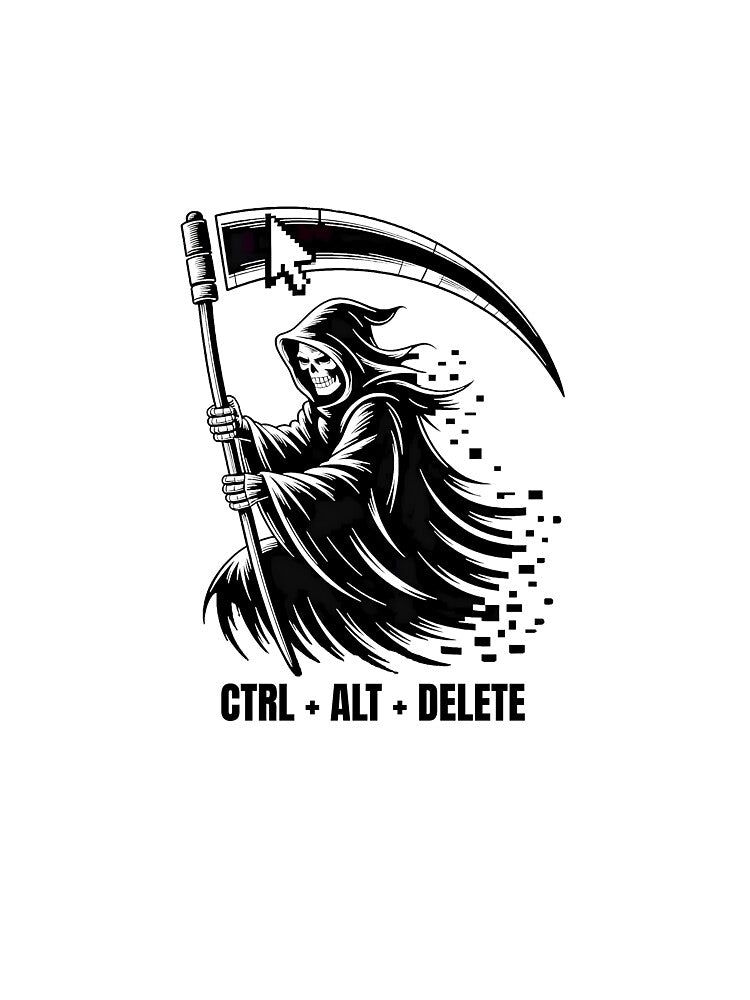 CTRL ALT DELETE Grim Reaper Tech Humor by Patryk9696