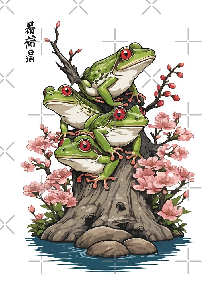 Japan Frog Streetwear Aesthetic Vintage Design by LuminOrb