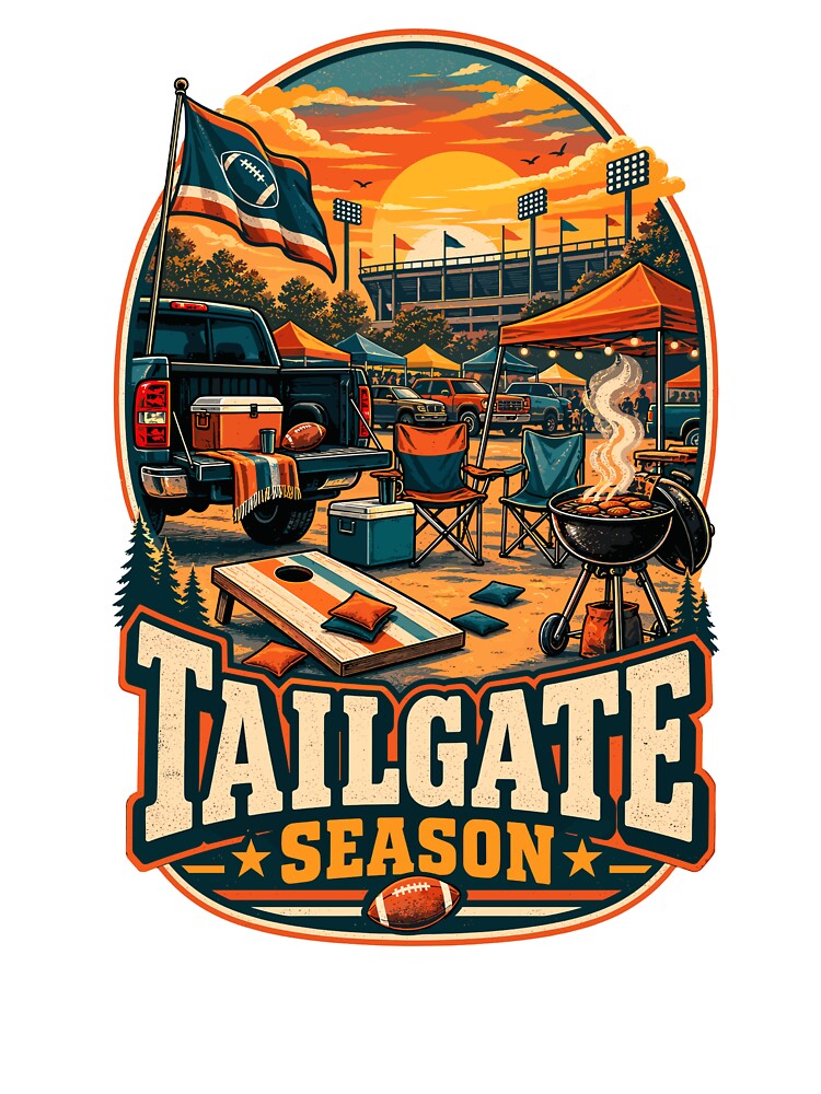 Tailgate Season Retro Travel Poster Tailgating Vintage Cornhole Game Day by ZIGLWORKS