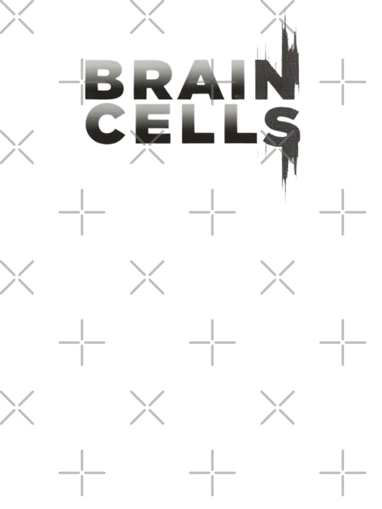 Brain Cells Typography | Funny Meme Quote | Dark Humor Graphic | Metallic Chrome Text | Sarcastic Aesthetic Sticker, T-Shirt & Laptop Decal by ArtMashupCo