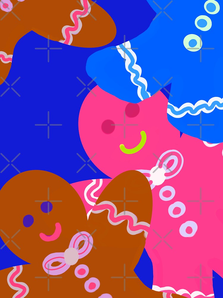 Colorful Christmas Cookies Blue Background / Repeating Pattern by Victoria Rose