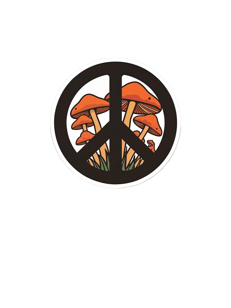 70s Mushroom Peace Sign Sticker — Groovy Retro Decal for Laptop Van and Journal by Stick_It_With_Love