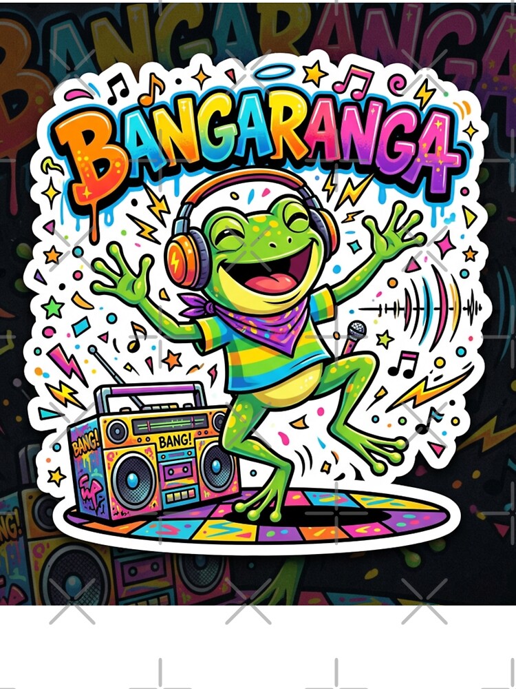 BANGARANGA Party Frog – Dancing Cute Cartoon Music Graffiti Design by ArtsyExplorer