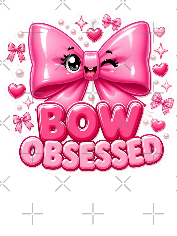 Bow Obsessed Cute Pink Sticker PNG | Coquette Bow Aesthetic Graphic | Kawaii Girly Vinyl Decal | Pink Fashion Gift by Stylestickers55