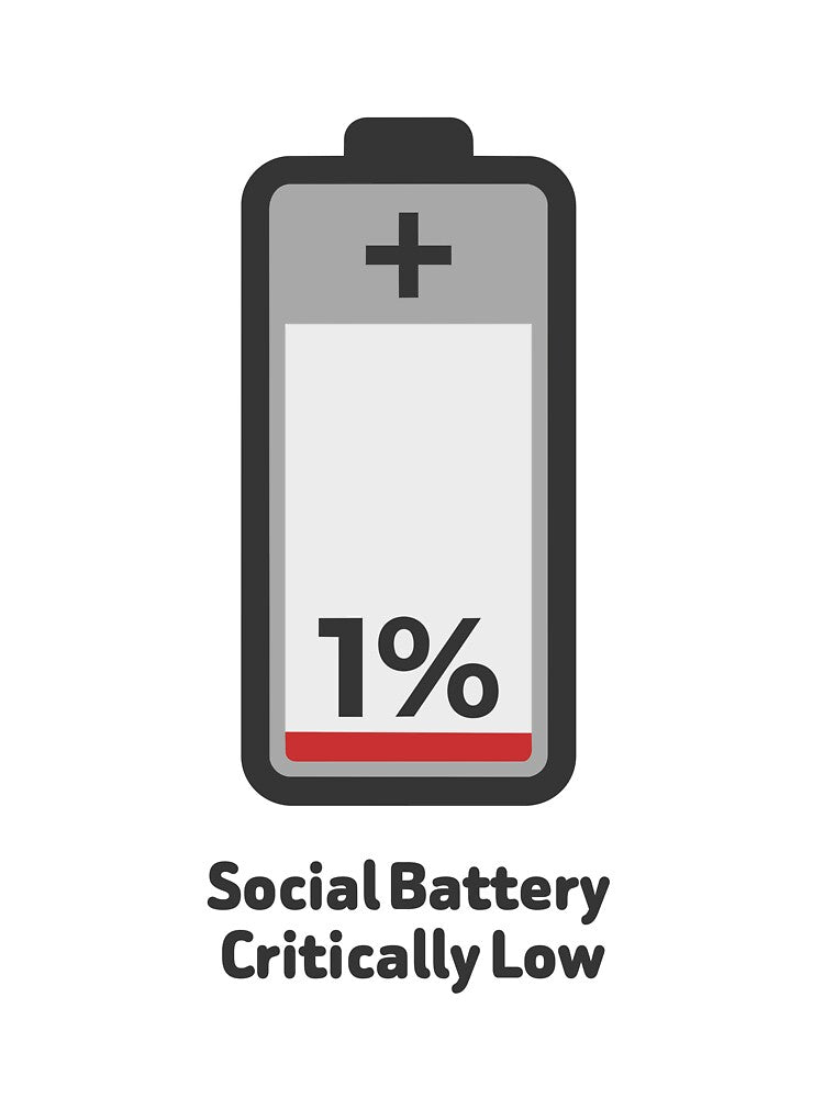 Funny Social Battery Critically Low 1% Battery Introvert Meme by PixelCatalyst