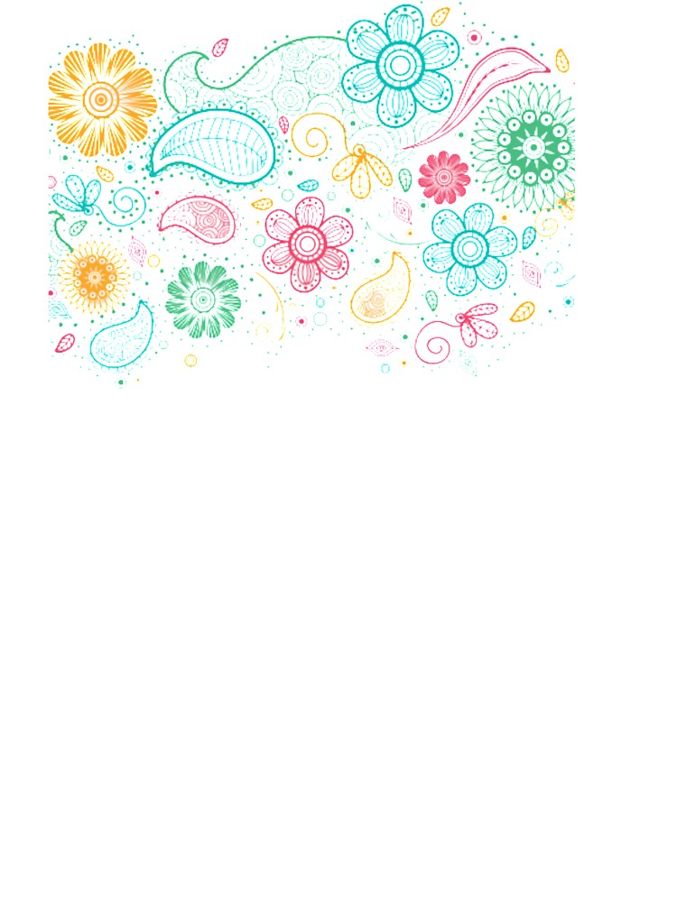 Colourful Doodle Drawn Flowers Design by AMS-ART
