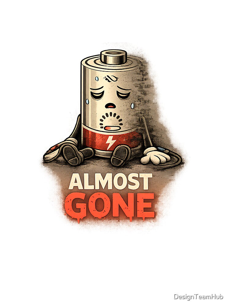 Almost Gone – Low Battery Mood Funny Introvert Shirt by DesignTeamHub