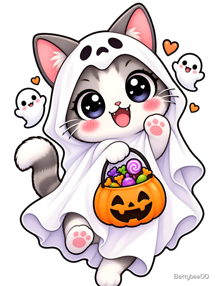 Ghost Cat Vet Tech – Cute Veterinary Halloween Cat by Bettybee00