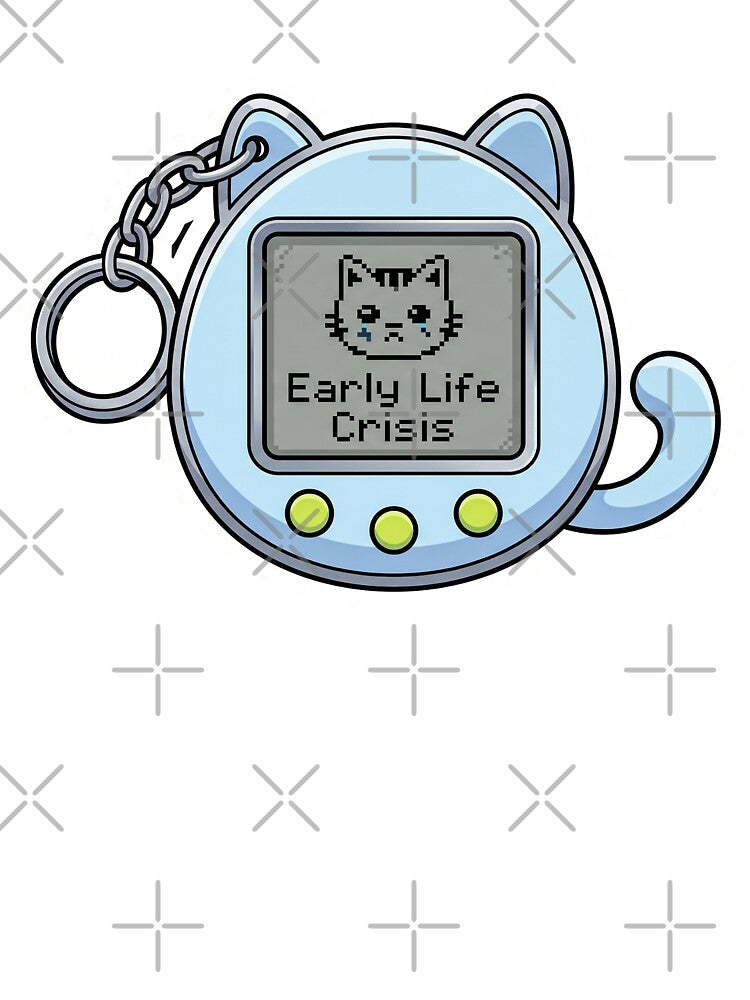 Cute Sad Cat Tamagotchi Early Life Crisis by CrystalMineArts