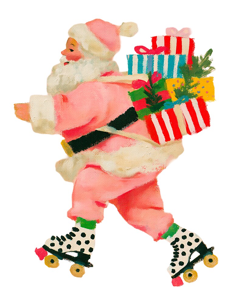 Roller Skating Santa With Presents Painting by Kunst&Kontrast