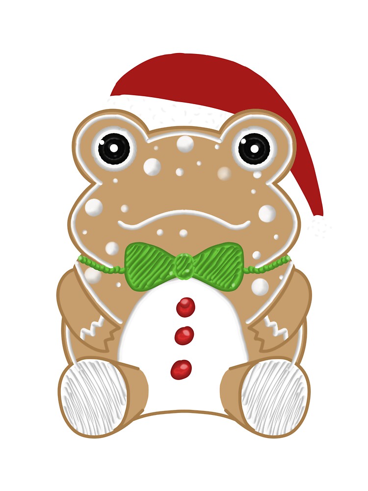 Festive Gingerbread Frog With Santa Hat by Aku-passion