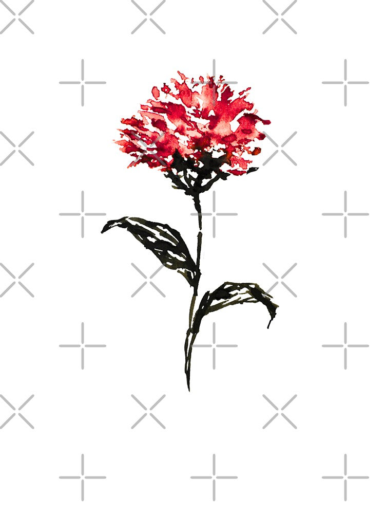 Red Carnation Watercolor Flower Botanical Art Print by Little Bloom Studio