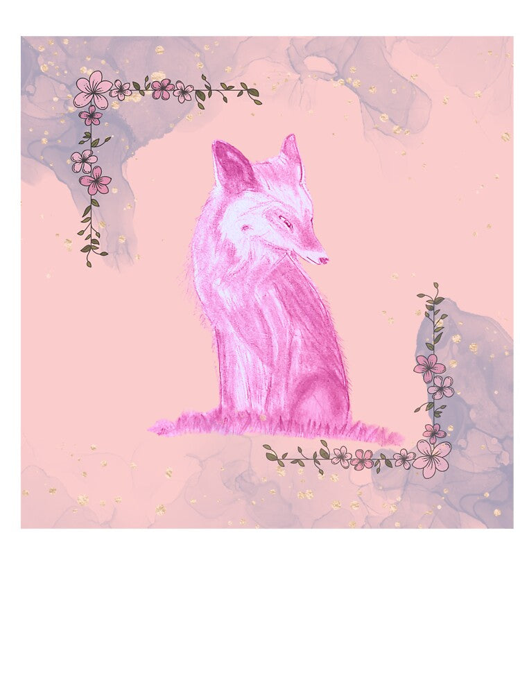 The Fox, Hand Sketched Fox - Hued Pink by Uplifting Vib'n Design and Decor