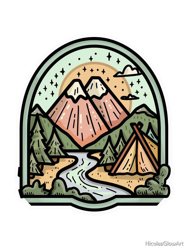 Mountains Drawing Design by NicolasGlowArt