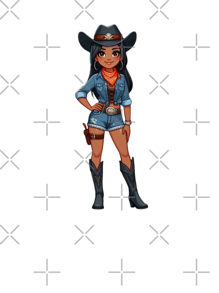 Rodeo Cowgirl Illustration | Western Cowgirl Art | Bold Frontier Style Design by PaintedPixels01