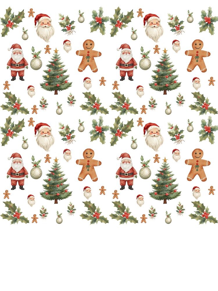 Vintage Retro Christmas Watercolor Santa by Patternpulseee