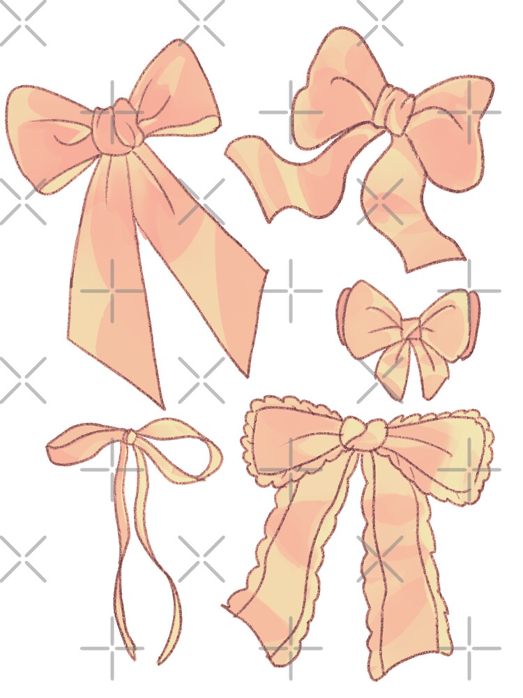 Variety of pastel golden bows coquette meme by Asutip