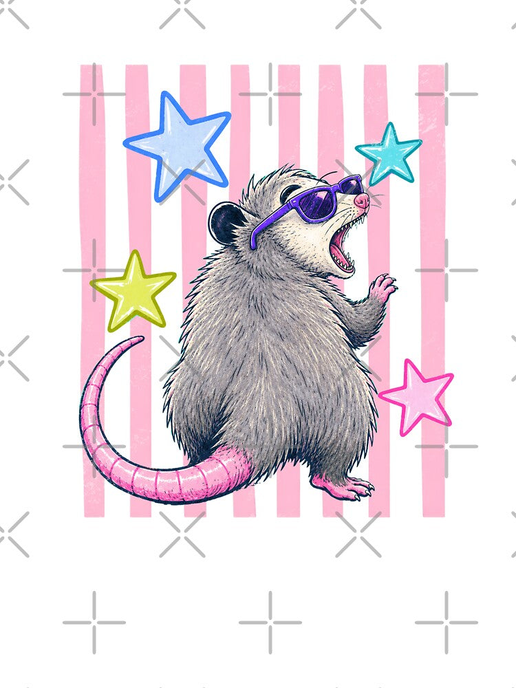 Screaming Opossum with Sunglasses and Stars – Funny Retro Design by Polarisofficial