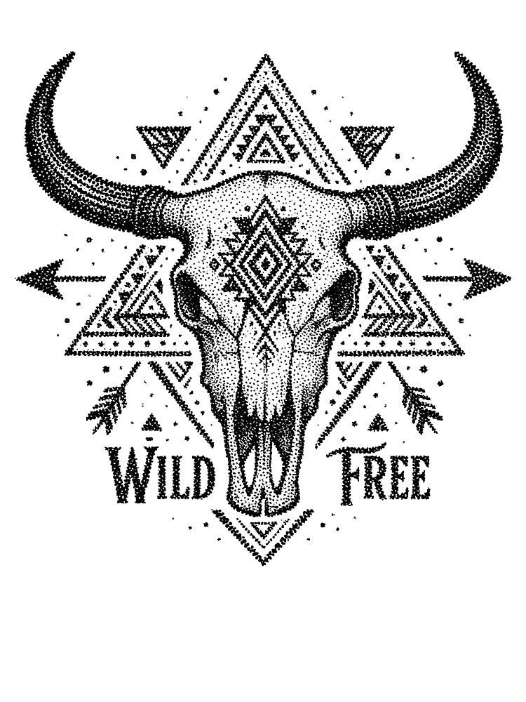 Wild Boho Buffalo Skull – Western Tribal Vintage Design by truongloc246