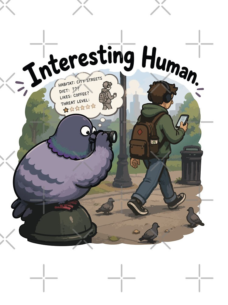 Funny Pigeon Bird Watching Human Sticker Cute Urban Bird Meme by SimplePoDesign