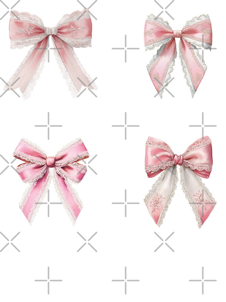 Mini Pink and white lace bows sticker pack by MendaciousMina