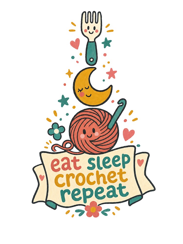 Eat Sleep Crochet Repeat by VisualArtsOasis