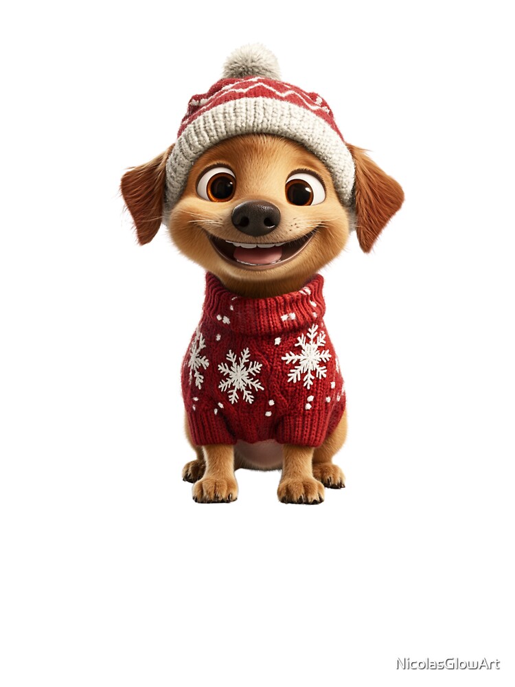 Cute Happy Christmas Puppy by NicolasGlowArt