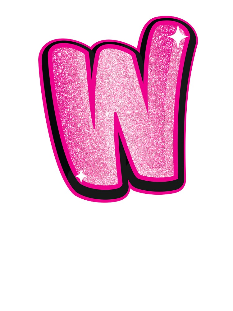 Glitter Pink W Initial Sticker by LazyCreativeCo