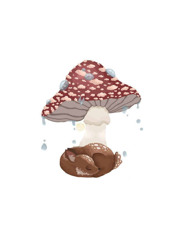 Deer Sleeping Under a Mushroom by beesNbattleaxes