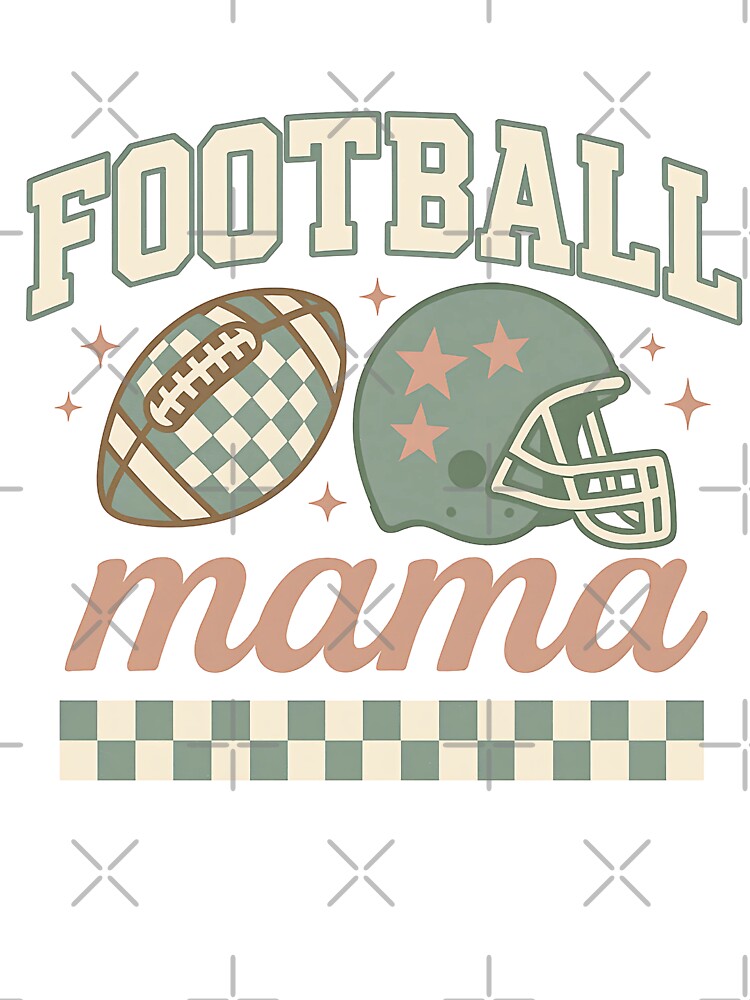 Retro Football Mama Design – Vintage Checkered Sports Mom Illustration by Sixtinebzh