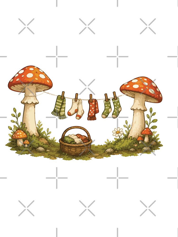 Cozy Mushroom Laundry Day Sticker Cottagecore Forest by SimplePoDesign
