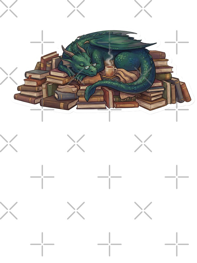 Cozy Book Dragon Hoarding Books Fantasy Reading Lover by StickyGuys
