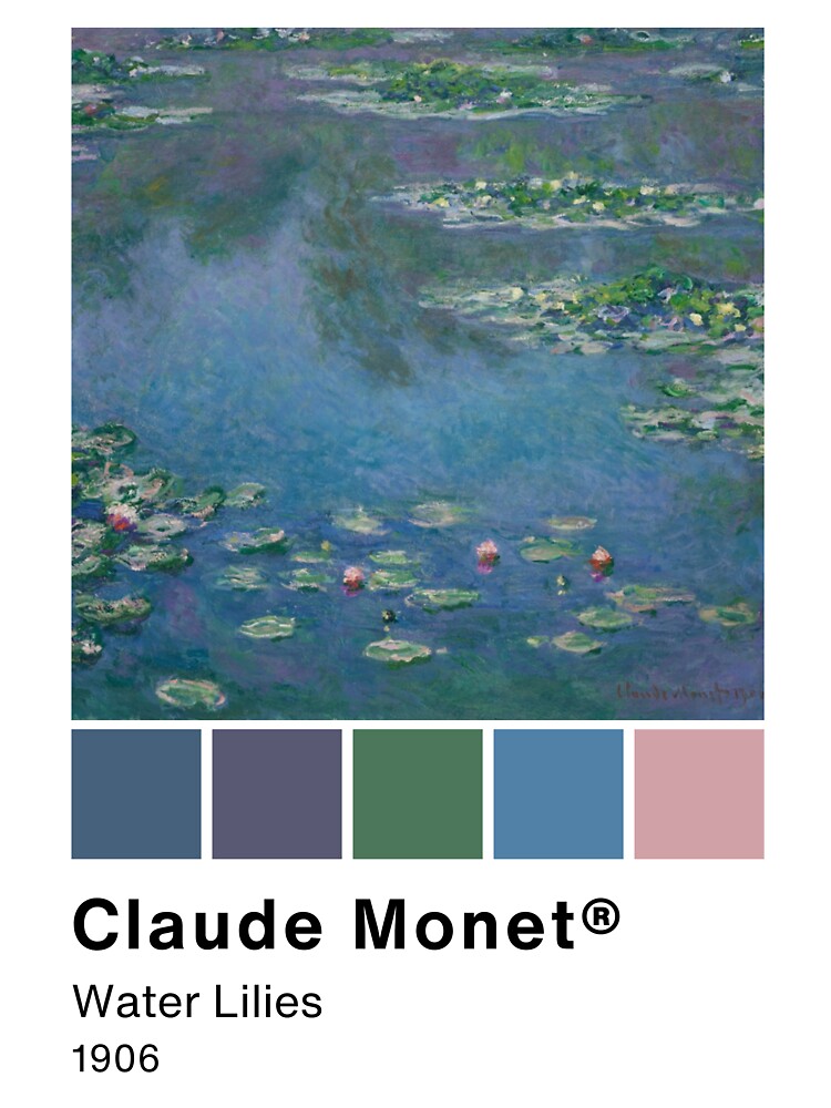 Claude Monet - Water Lilies - Pantone Color swatch, Art Paintings Art history by Lemon-y-Shark