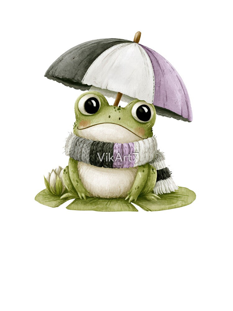 Cute Ace Pride Frog Under Umbrella by VikArt7