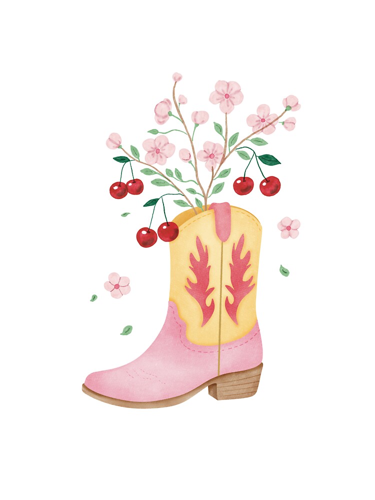 Cowgirl Boots Desert Bloom Illustration by magicstorytale