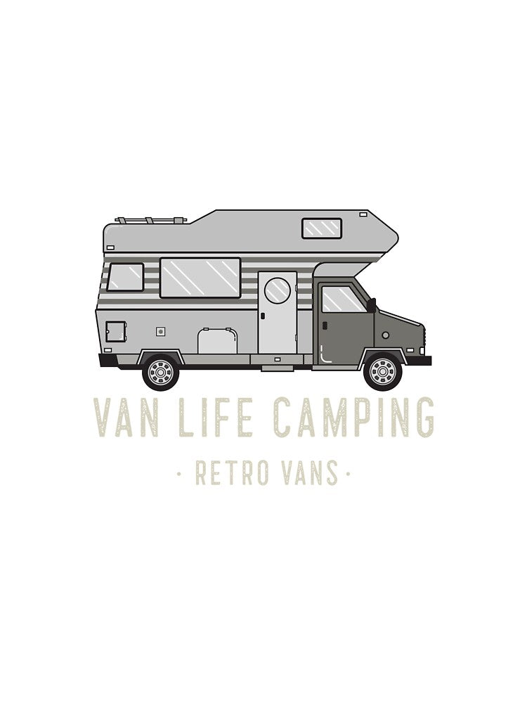 Van Life Camping Retro Vans Caravans Tents Campfire by Rene-Greff