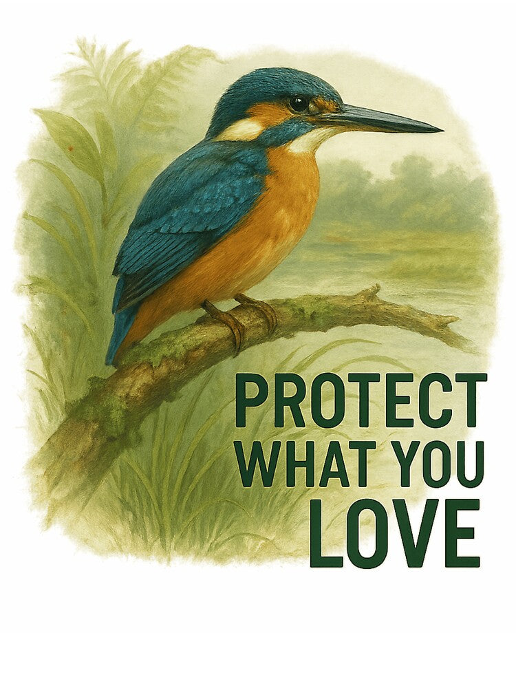 Kingfisher Wildlife Conservation Gift Design – Protect What You Love Nature Artwork by Badegi Tradings
