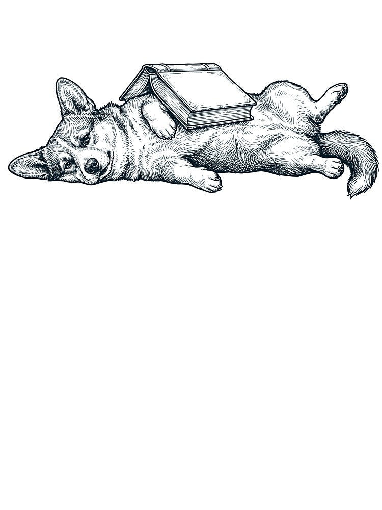 Funny Corgi Reading Book Nap Dog Lover by DoodleTortle