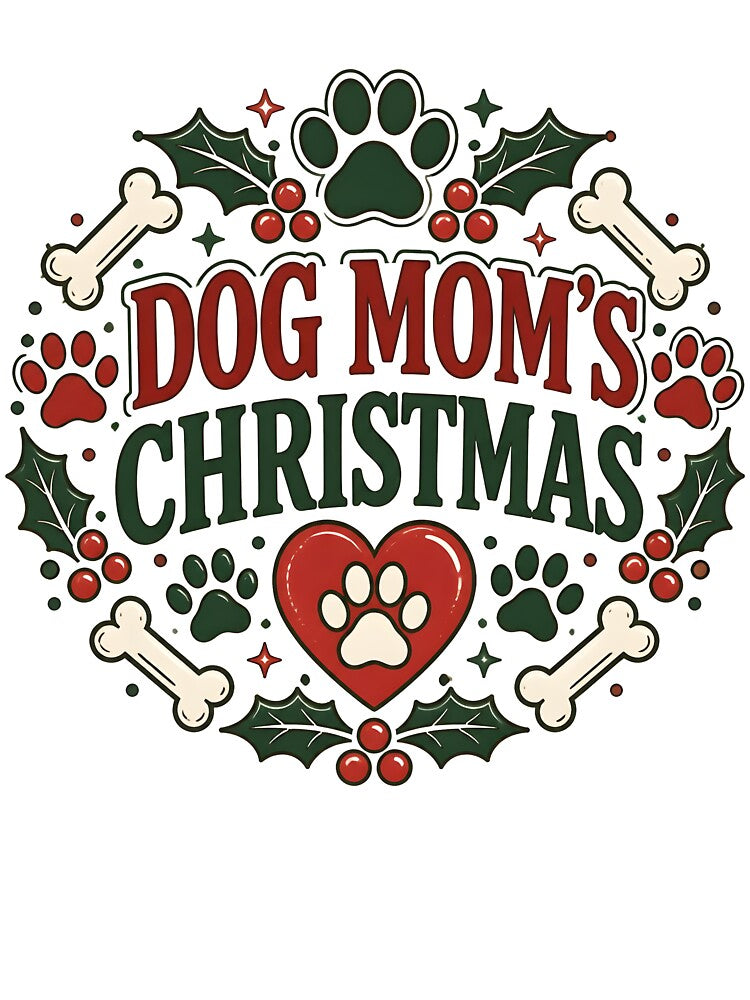 Dog Mom's Christmas Festive Paw and Bone Wreath Design by LiviuGligoros