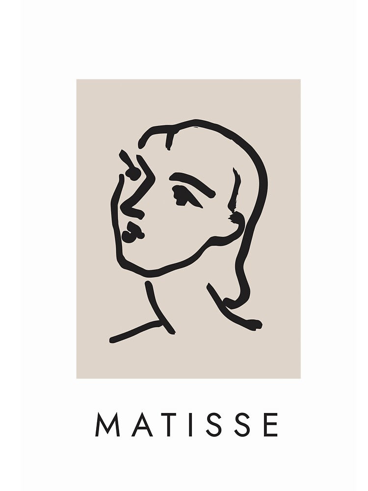 Line art face, Line art print, Line art woman, Modern wall art, Matisse poster, Minimalist line art, Line drawing woman, Beige wall art by Papergrphc