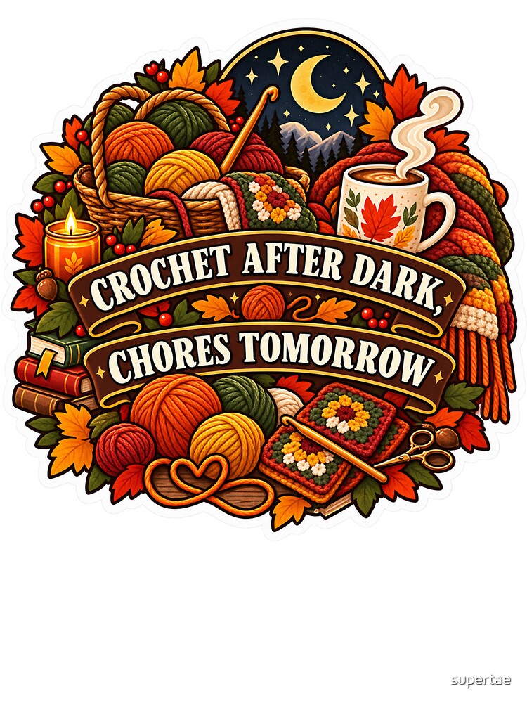 Crochet After Dark Chores Tomorrow Humor by supertae